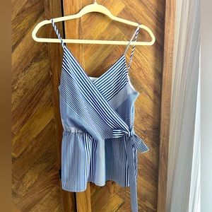 Banana Republic Tie Wrap Cami Tank Top Size XS Blue/White Striped